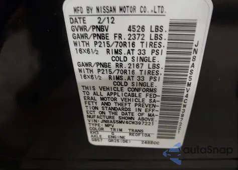 2012 Nissan Rogue S z USA, uszkodzony, nr VIN JN8AS5MV4CW397221